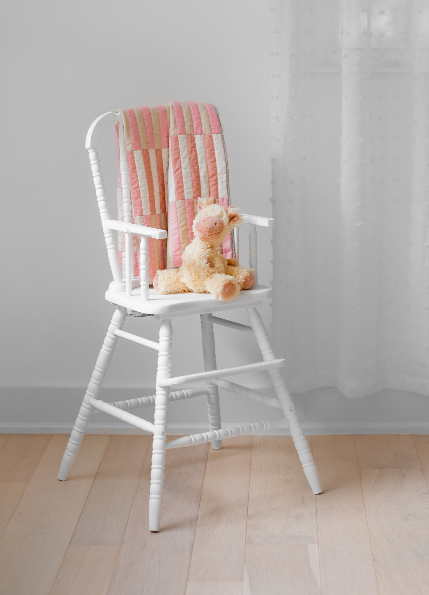 Dancing Stripes Baby Quilt in Pinks