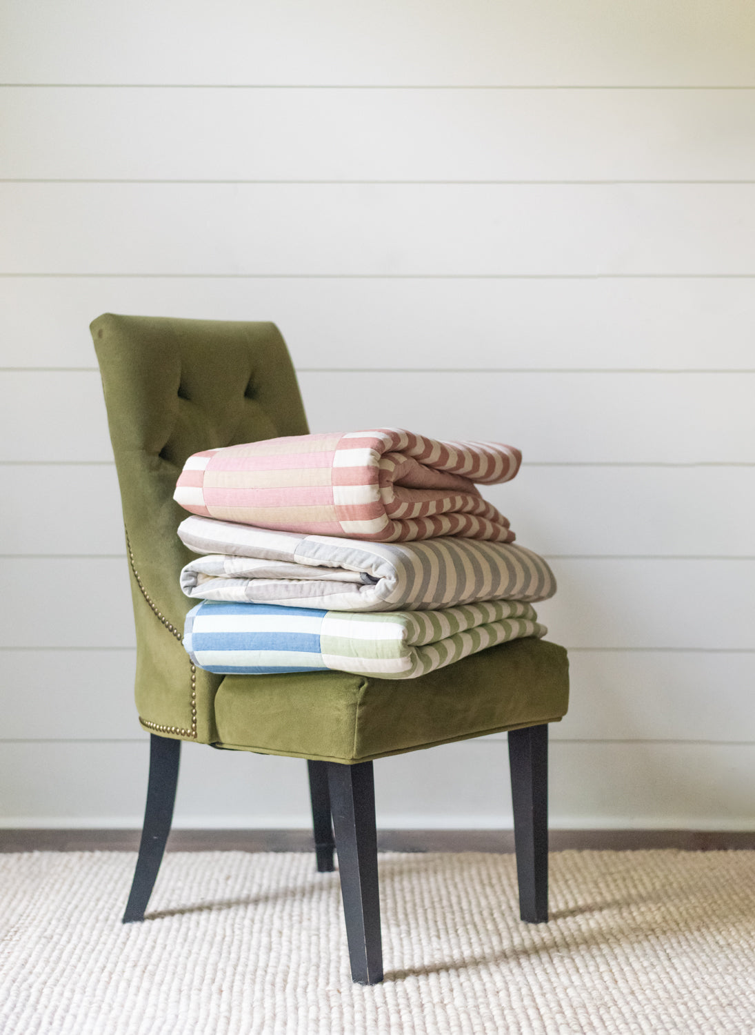 Dancing Stripes Baby Quilt in Pinks