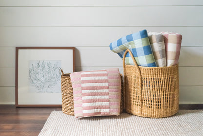 Gingham Patchwork Baby Quilt in Neutrals