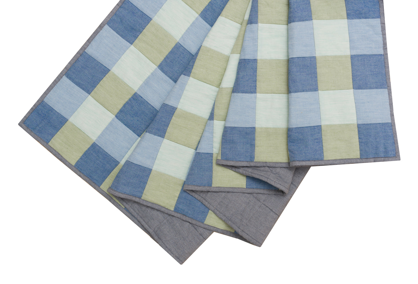 Gingham Patchwork Throw in Blues