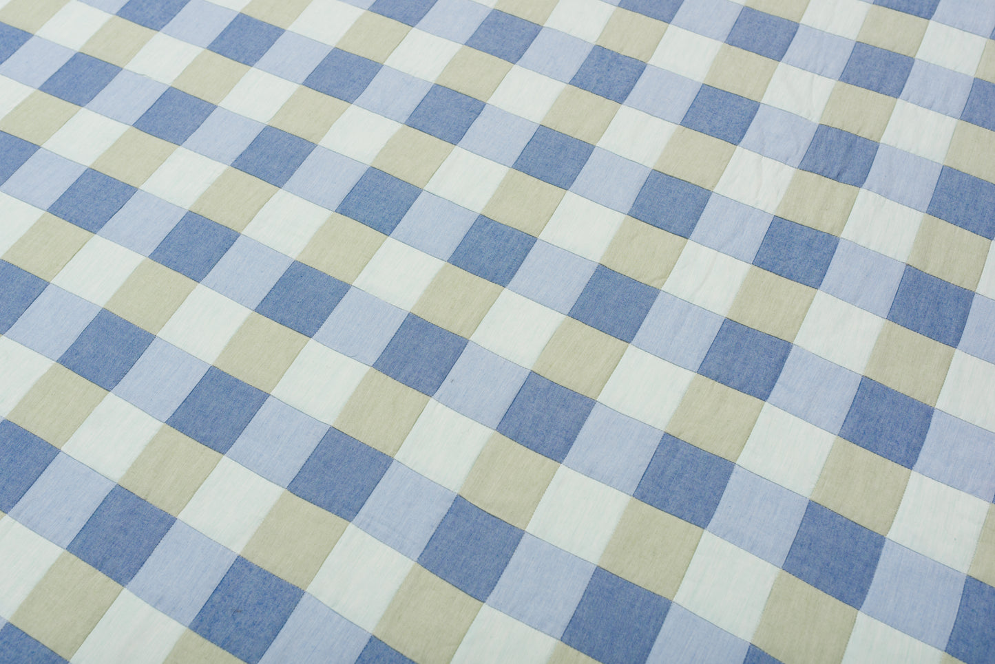 Gingham Patchwork Throw in Blues