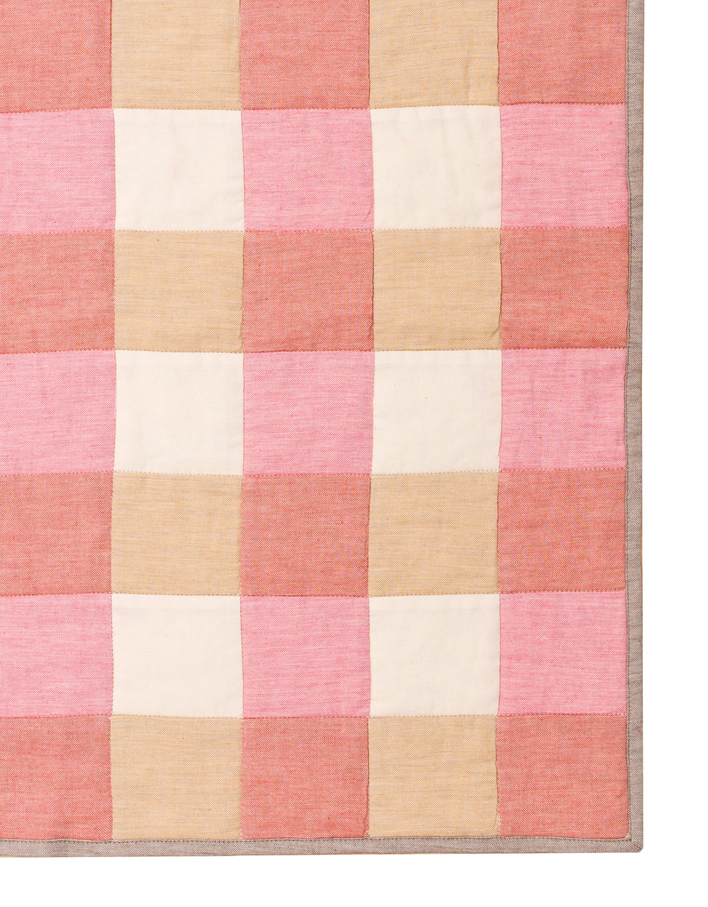 Gingham Patchwork Baby Quilt in Pinks