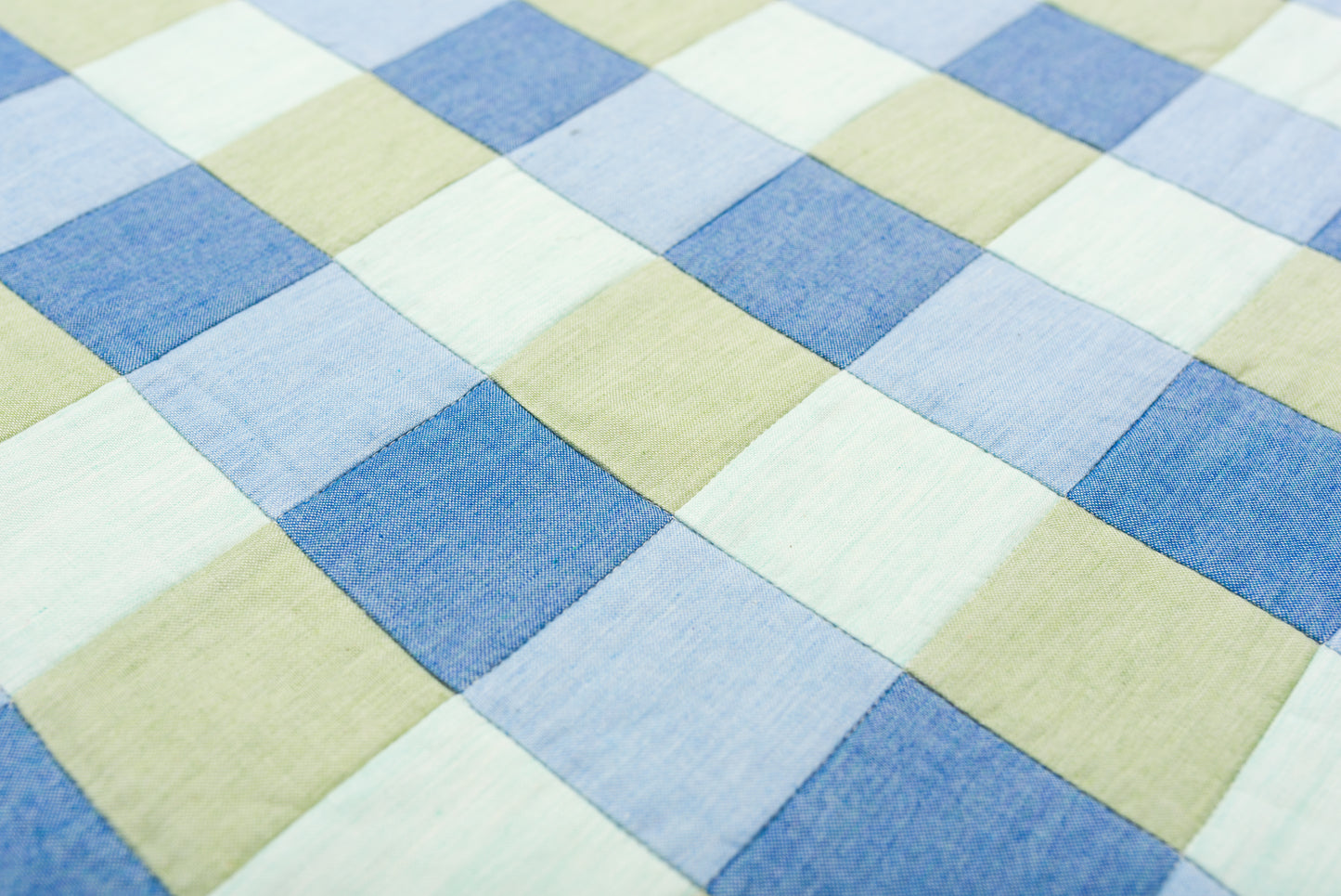 Gingham Patchwork Baby Quilt in Blues